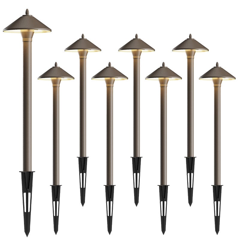 GOODSMANN Landscape Lighting Outdoor Low Voltage Landscape Lighting Kits 8PK Pathway Lights Wired 10W 25 Lumen 2700K Warm White Metal 12V Bronze Electric Sidewalk Walkway Lights with Cable Connectors - Image 1